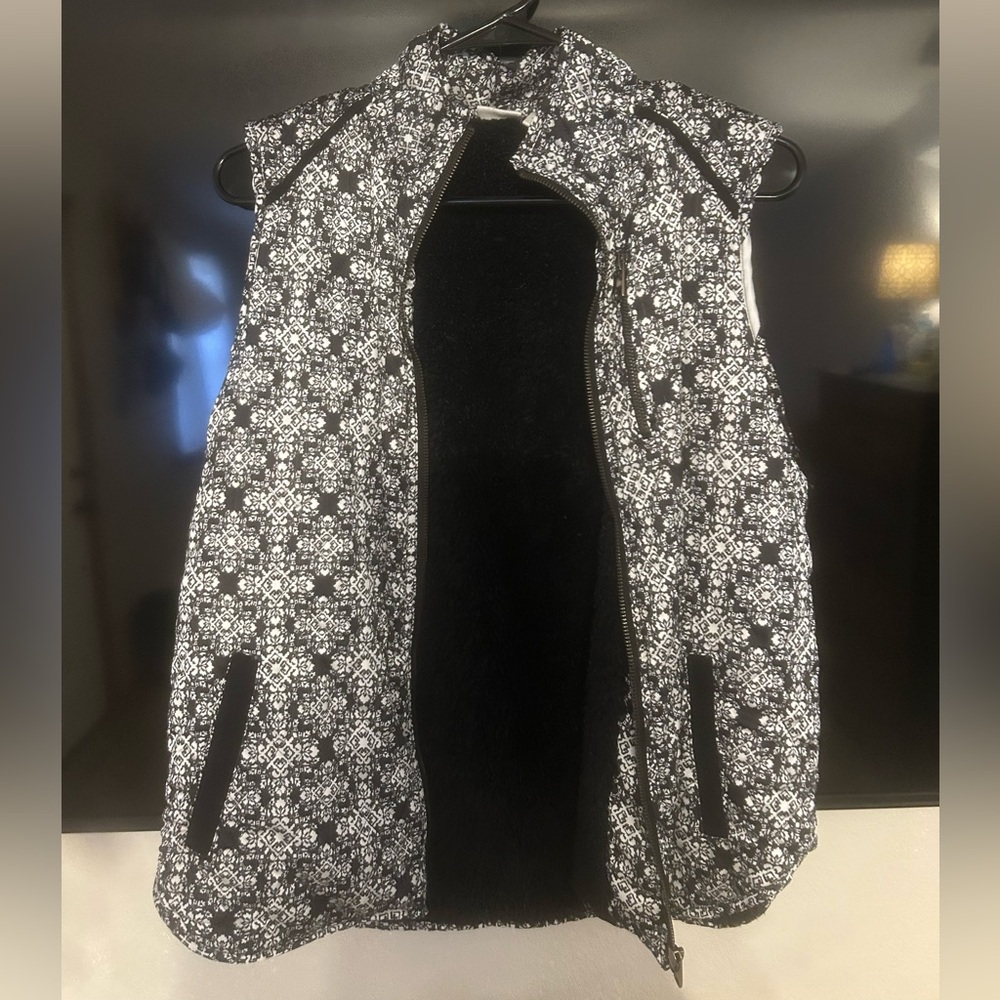 black and white vest